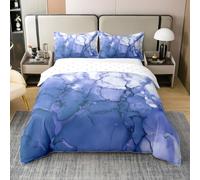 Homemissing Light Blue Kids Bedding Set,Boys Girls Single Size,Abstract Marble Duvet Cover 100% Cotton,Ink Fluid Art Comforter Cover Set,Luxury Marbling Texture Bedspread Cover Abstract Art