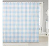 Homemissing Light Blue White Bath Curtain 180x180cm Buffalo Check Shower Curtain for Bathroom Decor for Boys Girls Children Geometric Abstract Modern Waterproof Polyester Fabric Soft All Season