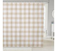 Homemissing Light Brown White Bath Curtain 180x180cm Buffalo Check Shower Curtain for Bathroom Decor for Boys Girls Children Geometric Abstract Modern Waterproof Polyester Fabric Soft All Season