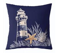 Homemissing Lighthouse Throw Pillow Covers 1 Pcs Square Cushion Covers Navy Blue Pillow Case Cushion Case for Couch Sofa Bedroom Decor 45x45cm