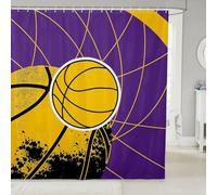Homemissing Los Angeles Shower Curtains Gaming Sports Bathroom Curtain for Kids Women Men Basketball Bathroom Gift for Basketball Lover Waterproof Polyester Fabric Games for Stalls Bathtubs 180x200cm