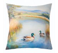Homemissing Mallard Duck Throw Pillow Covers 1 Pcs Duck Hunting Cushion Case Wild Animals Decor Pillowcase Fishing and Hunting Indoor Outdoor Reed Lake Super Soft 50x50cm