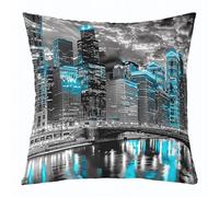 Homemissing Manhattan Night View Kids Pillow Covers New York Square Cushion Covers Set of 1 for Boys Girls Cityscape Throw Pillow Covers for Modern Pillow Covers 60x60cm
