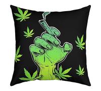 Homemissing Marijuana Leaf Reversible Throw Pillow Covers for Girls Boys Marijuana Leaves Pillow Covers Home Decor Cannabis Leaf Square Cushion Covers Set of 1 Botanical Nature Green 20x20 Inch