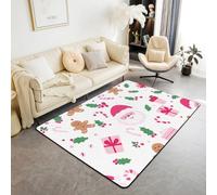 Homemissing Merry Christmas Area Rug 150x200cm for Bedroom Santa Claus Living Room Rugs Soft Non-slip Gingerbread Man Decor Carpet Indoor Floor Mat Christmas Crutch for Home, Dining Room
