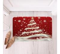 Homemissing Merry Christmas Bathroom Rugs Microfiber 16x24Inch Silver Shiny Christmas Tree Bath Mats Non-Slip Snowflake Bathroom Accessories Floor Doormats Soft Door Mat