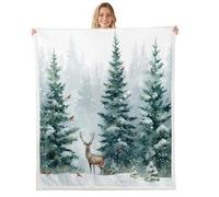Homemissing Merry Christmas Fleece Throw Blanket Kids 40x50Inch Xmas Tree Deer Cardinal Sherpa Blanket Plush Fuzzy for Boys Girls Teens Winter Snow Woodland for Bed Couch Chair Living Room