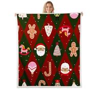 Homemissing Merry Christmas Fleece Throw Blanket Santa Claus Sherpa Blanket for Kids Women Men Plush Fuzzy Xmas Tree Nutcracker soldier Queen 90x90Inch Gingerbread Man for Bed Couch Chair Living Room