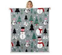Homemissing Merry Christmas Fleece Throw Blanket Xmas Tree and Snowman Sherpa Blanket for Kids Women Men Plush Fuzzy Kawaii Animals Baby 30x40Inch for Bed Couch Chair Living Room Bedroom Decor