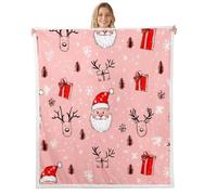 Homemissing Merry Christmas Sherpa Blanket Plush Fuzzy Cute Deer Fleece Throw Blanket Boys Girls Santa Claus for Bed Couch Chair Living Room Snowflake Bedroom Decor Baby 30x40Inch