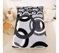 Homemissing Modern Grey Fitted Sheet King Size for Kids Boys Girls Geometric 16" Deep Pocket Fitted Sheet Microfiber Retro Circle Swirls Bedding with 2 Pillowcases Abstract Art Room Decor