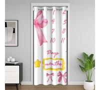 Homemissing Monthly Milestone Door Curtain for Doorway Privacy,132x203cm 1 Panel,Pink Bow Closet Cover,Cute Coquette Bow Knot Room Divider Curtain,December Month Bedroom Living Room Star Print