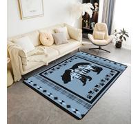 Homemissing Moon Bear Area Rug 100 * 150cm Polyester Rustic Cabin Living Room Rugs for Bedroom Southwestern Decor Carpet Black Blue Indoor Floor Mat Soft Non-slip