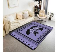 Homemissing Moon Bear Area Rug 100 * 150cm Rustic Cabin Living Room Rugs for Kids Boys Girls Bedroom Southwest Native Decor Carpet with Non-Slip Backing Purple Black Indoor Floor Mat Soft Polyester