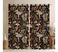 Homemissing Mushroom Decor Curtains Girls Kawaii Fungus 30%-50% Blackout Curtainsative Botanical Floral Leaf Print Darkening Drapes Wild Mushroom Stuff Window Treatments W66*L72