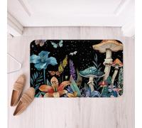 Homemissing Mushroom Polyester Bath Rug Boho Nature Soft Fleece Door Carpet for Kids Boys Girls Starry Galaxy Non Slip Bath Mat Rustic Garden Bathroom Floor Indoor Doormat,20x32 Inch