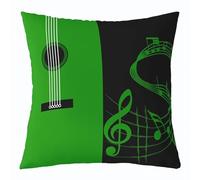 Homemissing Music Square Cushion Covers Set of 1 45x45cm, Guitar Pillow Covers Kids Rock Music Throw Pillow Covers Green Black Cushion Covers for for Couch Sofa
