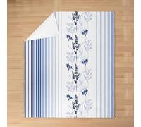 Homemissing Natural Plants Print Flannel Fleece Blanket Baby 30x40Inch Kids Blue Floral Print Plush Throw Blanket for Boys Girls Teens Modern Geometric Stripes,All Season for Bed Sofa Couch Flower