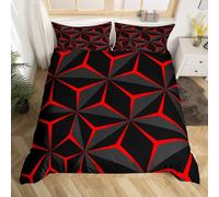 Homemissing Neon Honeycomb Duvet Cover Single Size,Geometric Stereoscopic Theme Teens Boys Bedding Set,Geometry Adults Bedroom Decoration 3D Red Print Comforter Cover Set All Season