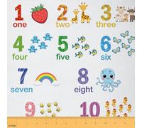 Homemissing Numbers Fabric by The Yard Cute Animals Zoo Upholstery Fabric for Chairs Fish Butterfly Bee Waterproof Indoor Outdoor Decor for DIY Sewing Craft Projects 3 Yards (L276*W150cm)