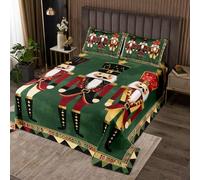 Homemissing Nutcracker Coverlet Set King Size Boys Girls Cartoon Royal Guarder Bedspread For Kids Merry Christmas Xmas Theme Quilted Coverlet Happy New Year Quilted Room Decor