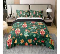 Homemissing Nutcracker Duvet Cover 100% Cotton Double Size Soldier and Princess Bedding Set Breathable Soft Comforter Cover 3Pcs Plant Branches Bedroom Decor Christmas Decor
