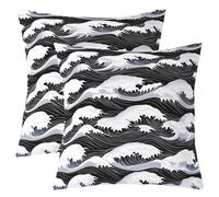 Homemissing Ocean Throw Pillow Covers 45x45cm Set of 2 Soft Kids Ocean Wave Decor Pillowcases for Boys Girls Teens Sea World Japanese Wave Nature Scenery Cushion Case Room Decor
