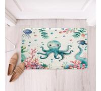 Homemissing Octopus Bathroom Rugs Microfiber 16x24Inch Ocean Kraken Bath Mats Non-Slip Ocean Creature Bathroom Accessories Tentacles Floor Doormats Underwater Soft Door Mat