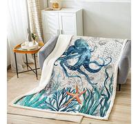 Homemissing Octopus Throw Blanket Ocean Kraken Plush Blanket for Bed Sofa Kids Octopus Tentacles Blanket Sea Marine Warm Double 60x79 Inch
