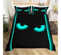 Homemissing Ombre Duvet Cover King Size Evil Green Eye Bedding Set for Boys Girls Halloween Decor Comforter Cover Spooky Scary Monsters Bedroom Decor 3Pcs
