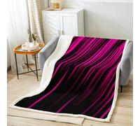Homemissing Ombre Hot Pink Black Plush Blanket 40x50Inch Abstract Fleece Throw Blanket for Boys Girls Children Modern Striped Art Sherpa BlanketGeometry Fuzzy Blanket