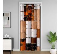 Homemissing Orange Black Abstract Closet Cover Geometric Minimalist Square 150x203cm 1 Panel Door Curtain for Doorway Privacy Modern Abstract Art Room Divider Curtain Bedroom Living Room