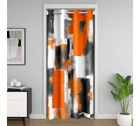 Homemissing Orange Black Buffalo Check Door Curtain for Doorway Privacy 1 Panel, 150x203cm Geometric Modern Abstract Art Plaid Square Closet Cover Buffalo Check 30%-50% Darkening Blackout Curtain