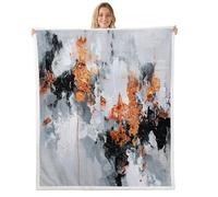 Homemissing Orange Black Grey Fleece Throw Blanket Baby 30x40Inch Abstract Geometric Sherpa Blanket Plush Fuzzy for Boys Girls Modern Art for Bed Couch Chair Living Room Microfiber Lightweight