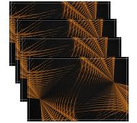 Homemissing Orange Black Placemats Set of 4 Ombre Abstract Placemat for Kitchen Dining Table Decor Indoor Outdoor 45X30cm Geometric Table Place Mats, Decor Modern Striped Art