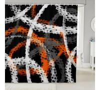 Homemissing Orange Black Shower Curtain for Bathroom Decor Modern Art Bath Curtain for Stalls Bathtubs Stripe Line Bathroom Accessories Waterproof Polyester Fabric with 12 Hooks 180x180cm