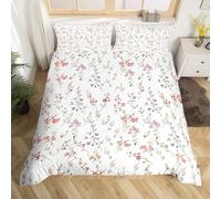 Homemissing Orange Flower Bedding Set for Girls Boys Kids Single Size Botanical Floral Printed Comforter Cover Room Decor Blossom Garden Flower Plants Duvet Cover Bedclothes Soft 2Pcs