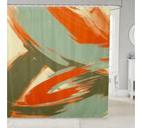 Homemissing Orange Green Shower Curtain for Bathroom Decor Modern Abstract Art Bath Curtain Geometric Bathroom Accessories Waterproof Polyester Fabric for Stalls Bathtubs 180x240cm