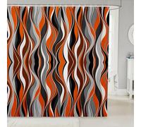 Homemissing Orange Grey Shower Curtain for Bathroom Decor Orange Geometric Bath Curtain Stripe Line Bathroom Accessories Abstract Modern Art Waterproof Polyester Fabric for Stalls Bathtubs 180x200cm