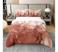 Homemissing Orange Kids Bedding Set,Boys Girls Super King Size,Luxury Marbling Texture Duvet Cover 100% Cotton,Abstract Marble Soft Comforter Cover Set,Ink Fluid Art Bedspread Cover Abstract Art