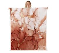 Homemissing Orange Kids Fleece Throw Blanket,Single 50x60Inch,Luxury Marbling Texture Sherpa Blanket Plush Fuzzy,Abstract Marble Ultra Soft for Bed Couch Chair Living Room,Ink Fluid Art Abstract Art