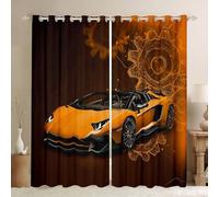 Homemissing Orange Racing Car Curtains for Bedroom Living Room Extreme Sports 30%-50% Blackout Drapes Cool Car Room Darkening Curtain For Kids Boys Teens Window Treatments, 2 Panels W46*L54 Decor