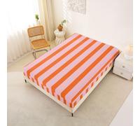 Homemissing Orange Stripes Kids Fitted Sheet Double Size Geometric Stripe