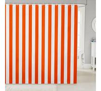 Homemissing Orange White Waterproof Polyester Fabric 150x180cm Stripes Shower Curtain for Bathroom Decor for Kids Boys Girls Decor Geometric Bath Curtain Soft Abstract Modern Art