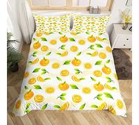 Homemissing Oranges Duvet Cover Cute Orange Fruit Bedding Set For Kids Boys Girls Children Fresh Yellow Fruits Comforter Cover Ultra Soft Summer Vacation Style Bedding & Linen Double Size Zipper
