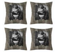 Homemissing Orangutan Cushion Case 40x40cm Set of 4 Kids Wild Animal Throw Pillow Covers for Boys Girls Teens Cute Nature Wildlife Decor Pillowcase Dull Grey Indoor Outdoor