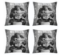 Homemissing Orangutan Cushion Case 45x45cm Set of 4 Kids Wild Animal Throw Pillow Covers for Boys Girls Teens Cute Nature Wildlife Decor Pillowcase Dark Gray Indoor Outdoor