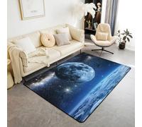 Homemissing Outer Space Decor Carpet Galaxy The Planet The Earth Area Rug 100 * 150cm Living Room Rugs for Bedroom for Kids Boys Girls Space Theme Indoor Floor Mat Soft Non-slip