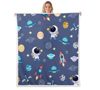 Homemissing Outer Space Fleece Throw Blanket Baby 30x40Inch For Kids Boys Girls Space Rocket Print Bedroom Decor Cosmonaut Spaceman Plush Fuzzy Throw Blanket Galaxy Bedding