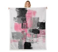 Homemissing Pink Abstract Fleece Throw Blanket Baby 30x40Inch Black Geometric Sherpa Blanket Plush Fuzzy for Boys Girls Modern Art for Bed Couch Chair Living Room Bedroom Decor Microfiber Lightweight